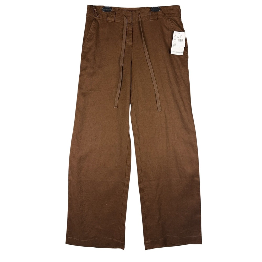 Sutton Studio Womens Brown 100% Linen Wide Leg Trousers Pants Size 6 NEW FM9379